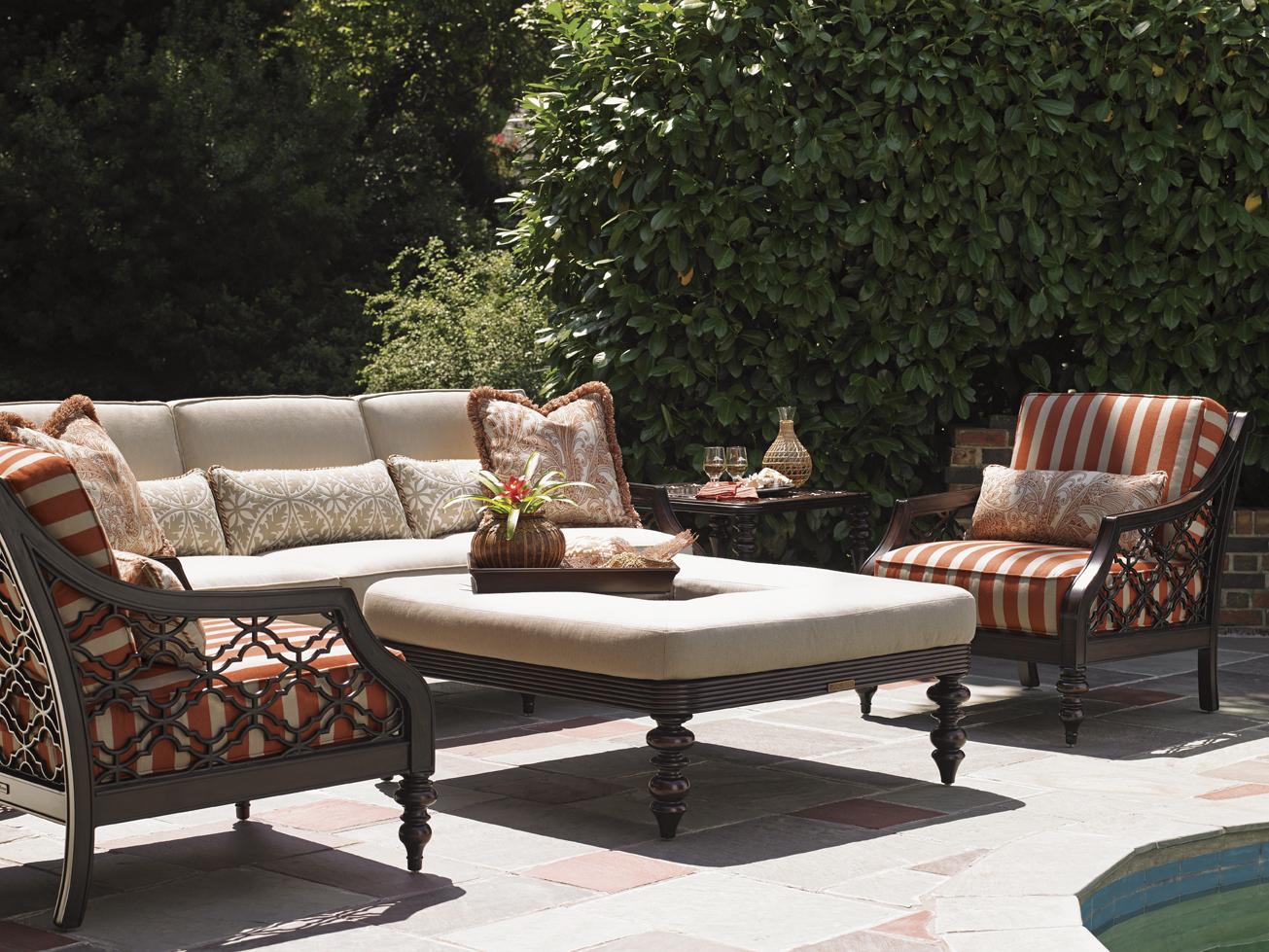 Tommy Bahama Outdoor Living Black Sands Outdoor Sofa with Turned Feet